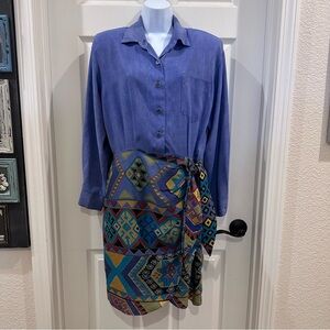 Aztec Vintage Western Patterned Dress 13-14 Dawn Joy Colorful